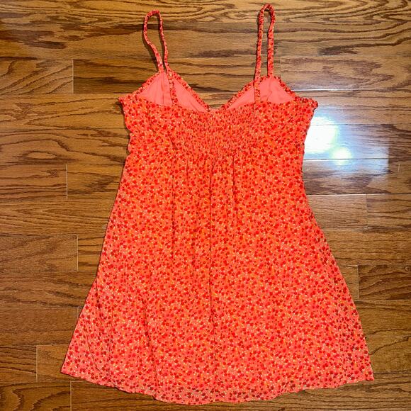 NWT Wild Fable Chiffon Vibrant Orange Floral Slip Mini Dress Size Medium - Picture 11 of 14